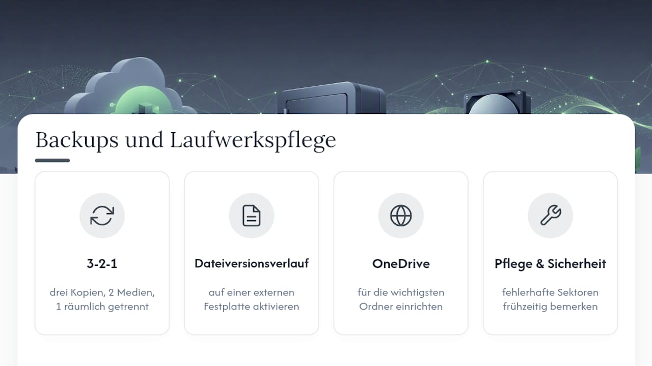 Backups und Laufwerkspflege als beste Vorsorge — overview diagram