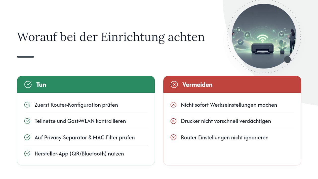 Was bei der Drucker-WLAN-Einrichtung wirklich zählt — overview diagram