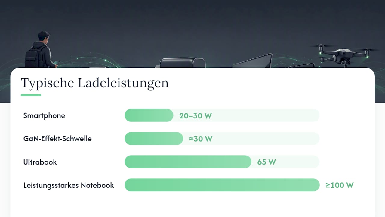 Vergleich der typischen Ladeleistungen verschiedener Geräte