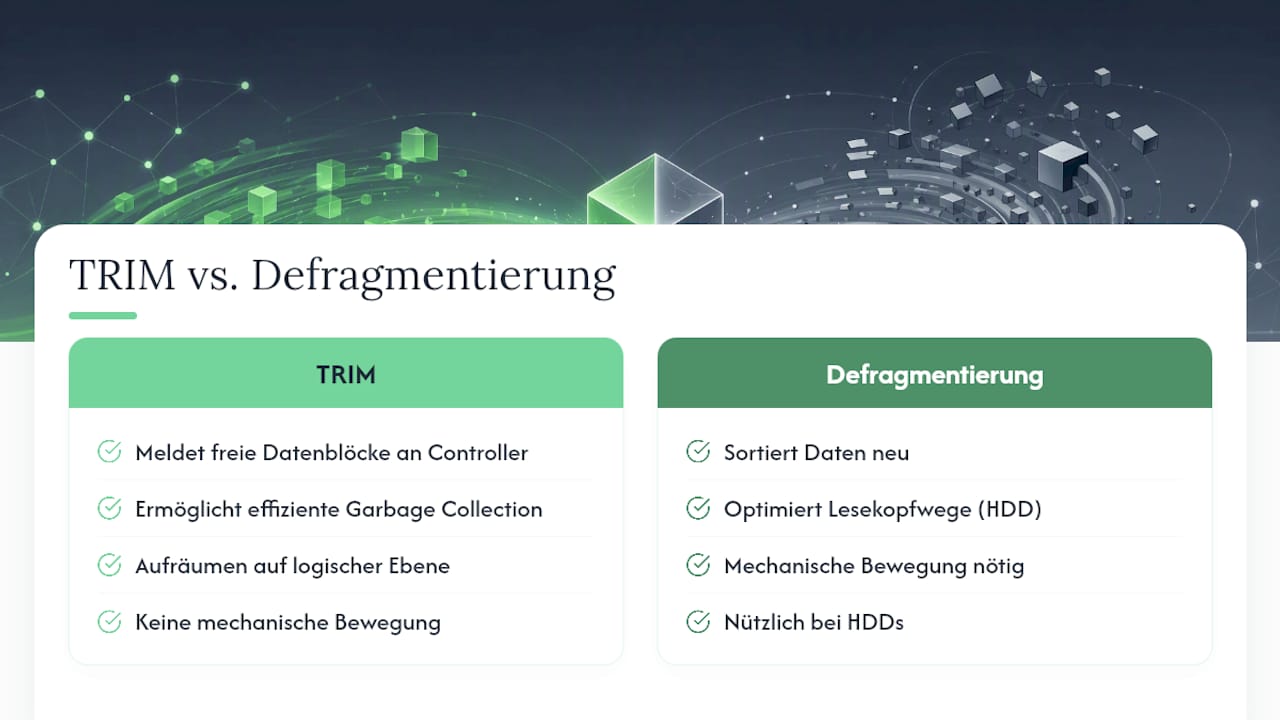 Unterschiede zwischen TRIM und Defragmentierung