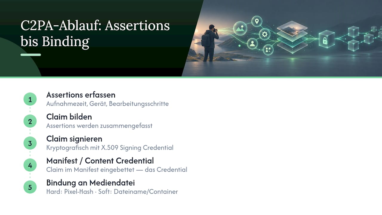 Ablauf der Assertions im C2PA-Manifest