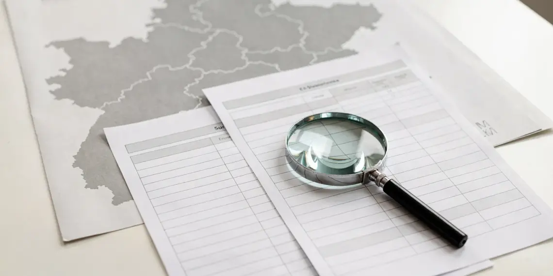 Karte der Schweiz mit Kantonen und Unterlagen zur Firmenverteilung im Handelsregister