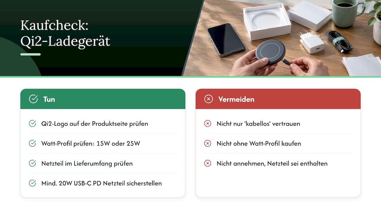 Kaufcheck: Fragen und Prüfpunkte bevor Sie ein Qi2 Ladegerät kaufen — overview diagram