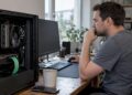 Benutzer überprüft die CPU-Temperatur am Windows-PC