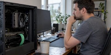 Benutzer überprüft die CPU-Temperatur am Windows-PC