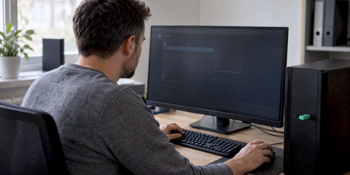 Benutzer beginnt BIOS-Update über USB-Stick